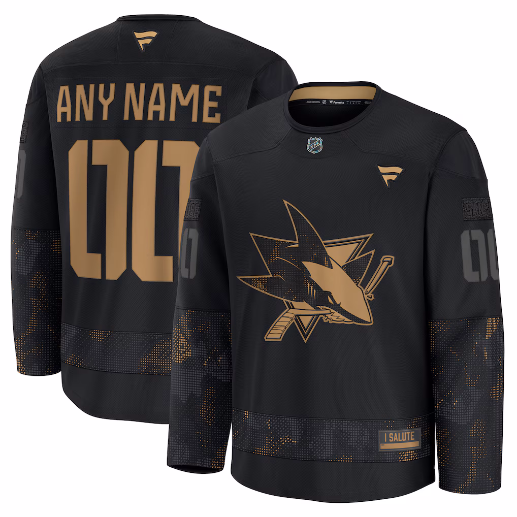 San Jose Sharks Fanatics 2024 Military Appreciation Custom Practice Jersey - Black