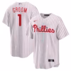 Philadelphia Phillies Nike #1 Groom Home  Jersey - White