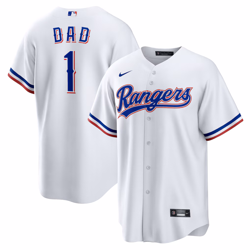 Texas Rangers Nike #1 Dad Home Jersey - White