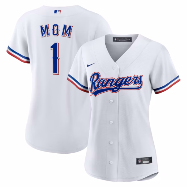 Texas Rangers Nike Women's #1 Mom Home  Jersey - White