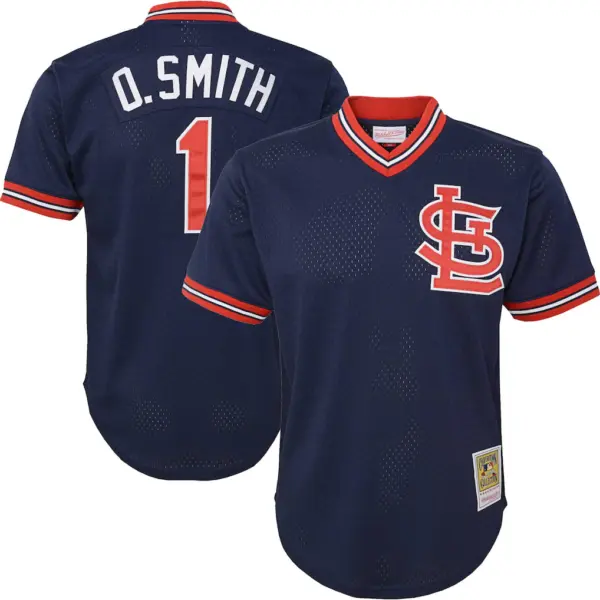 Ozzie Smith St. Louis Cardinals Mitchell & Ness Youth Cooperstown Collection&nbsp;Mesh Batting Practice Jersey - Navy
